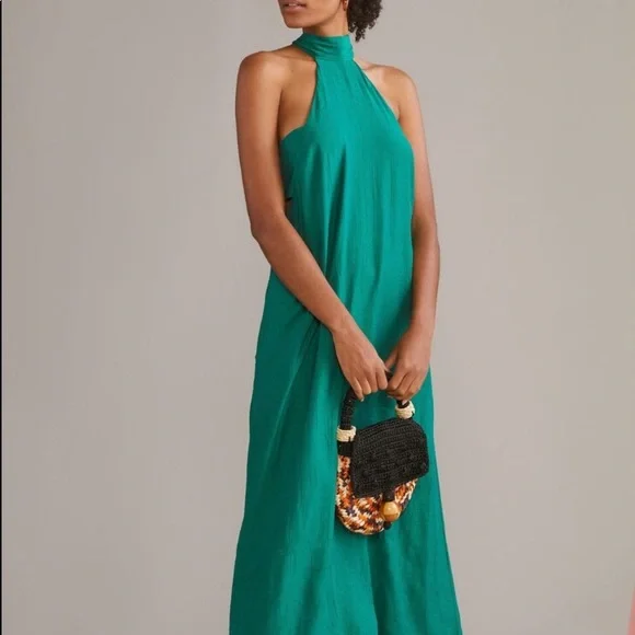 Anthropologie Halter Green Maxi Dress - Picture 1 of 5